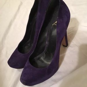 Brian Atwood Savita Purple Suede Platform Pumps 9